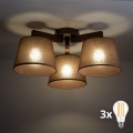 BRILAGI - Candeeiro de tecto LED de sobrepor LATTE 3xE27/15W/230V pinho/castanho