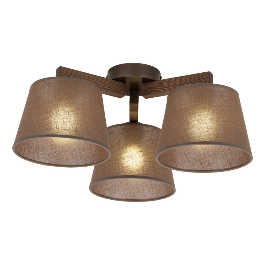 BRILAGI - Candeeiro de tecto LED de sobrepor LATTE 3xE27/15W/230V pinho/castanho