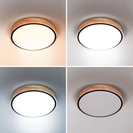 Brilagi - Luminária de teto LED regulável GLORIA LED/48W/230V 3000-6500K carvalho Ø 40 cm + controlo remoto