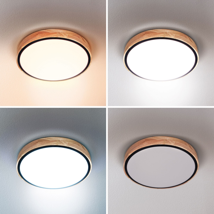 Brilagi - Luminária de teto LED regulável GLORIA LED/48W/230V 3000-6500K carvalho Ø 40 cm + controlo remoto