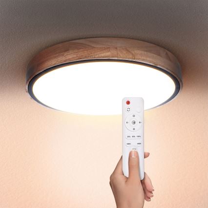 Brilagi - Luminária de teto LED regulável GLORIA LED/48W/230V 3000-6500K carvalho Ø 40 cm + controlo remoto
