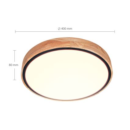 Brilagi - Luminária de teto LED regulável GLORIA LED/48W/230V 3000-6500K carvalho Ø 40 cm + controlo remoto