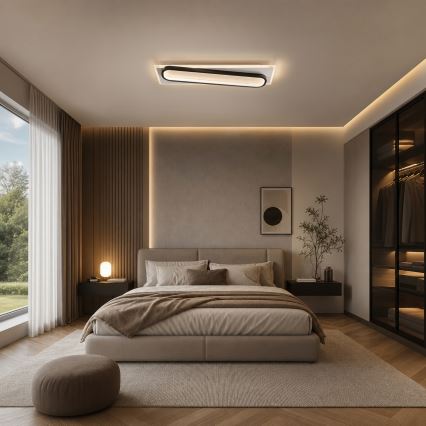 Brilagi - Luminária de teto LED regulável OUTLINE LED/52W/230V 3000-6000K 15x60 cm branco/preto + controlo remoto