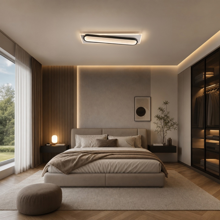 Brilagi - Luminária de teto LED regulável OUTLINE LED/52W/230V 3000-6000K 15x60 cm branco/preto + controlo remoto