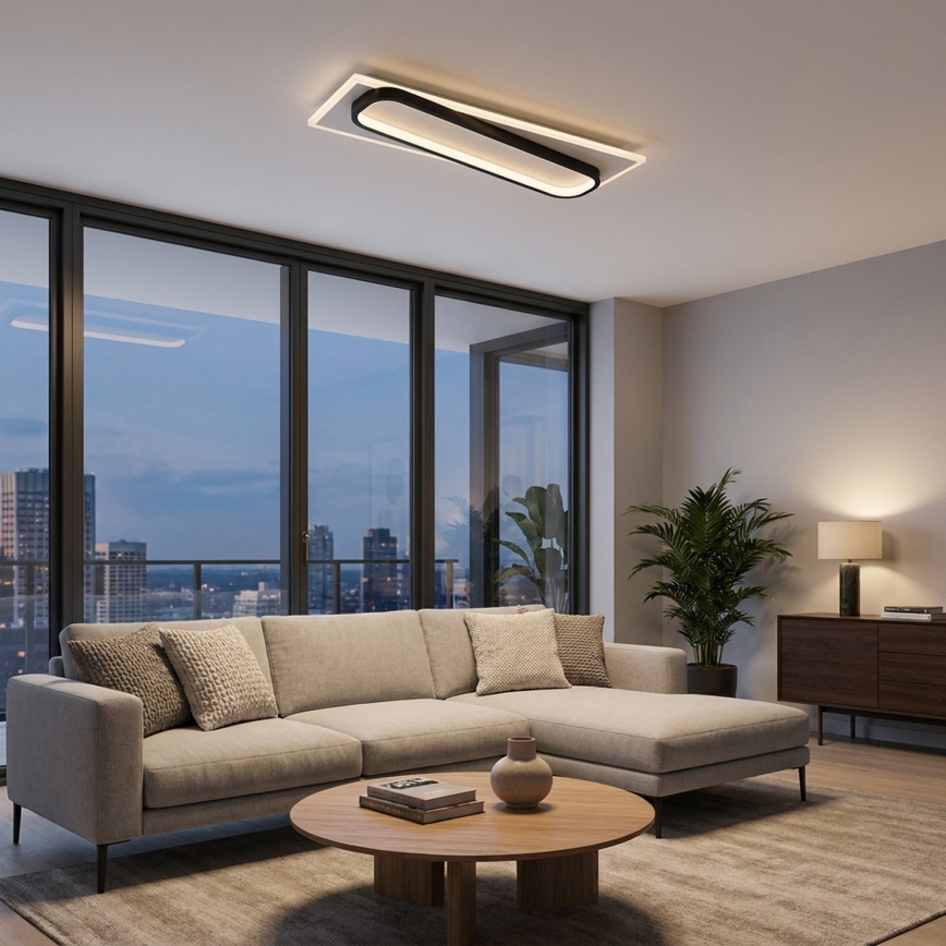 Brilagi - Luminária de teto LED regulável OUTLINE LED/52W/230V 3000-6000K 15x60 cm branco/preto + controlo remoto