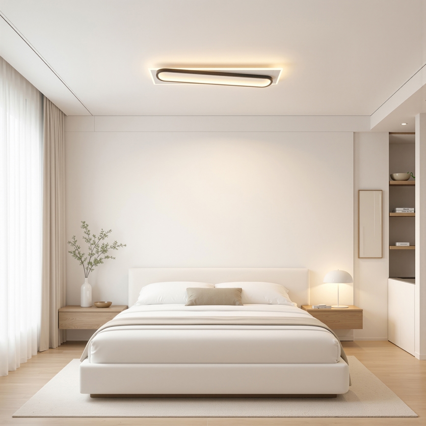 Brilagi - Luminária de teto LED regulável OUTLINE LED/52W/230V 3000-6000K 15x60 cm branco/preto + controlo remoto
