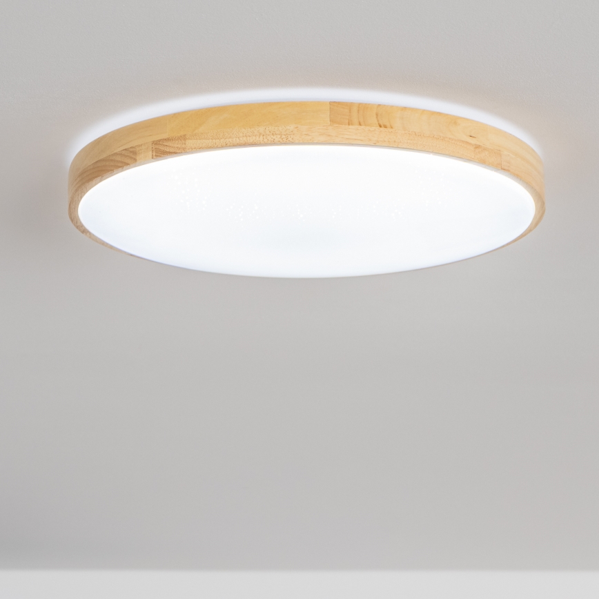 Brilagi - Luminária de teto LED regulável PINE LED/24W/230V, acabamento em madeira, Ø 42 cm 3000-6500K + controlo remoto