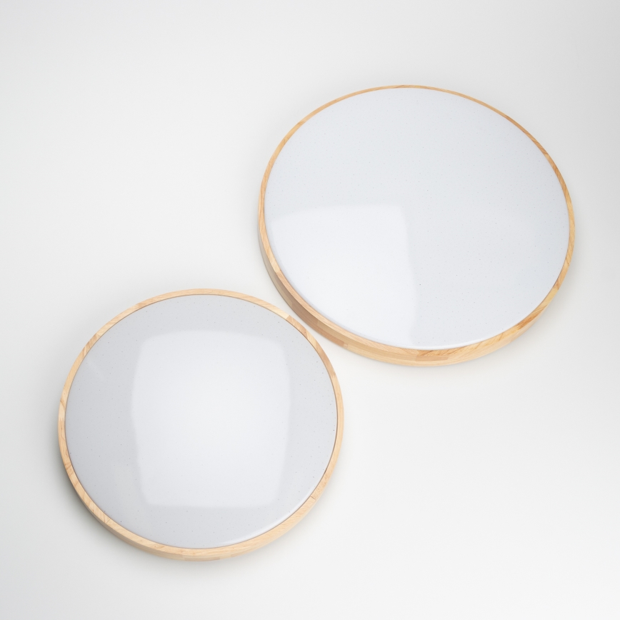 Brilagi - Luminária de teto LED regulável PINE LED/24W/230V, acabamento em madeira, Ø 42 cm 3000-6500K + controlo remoto