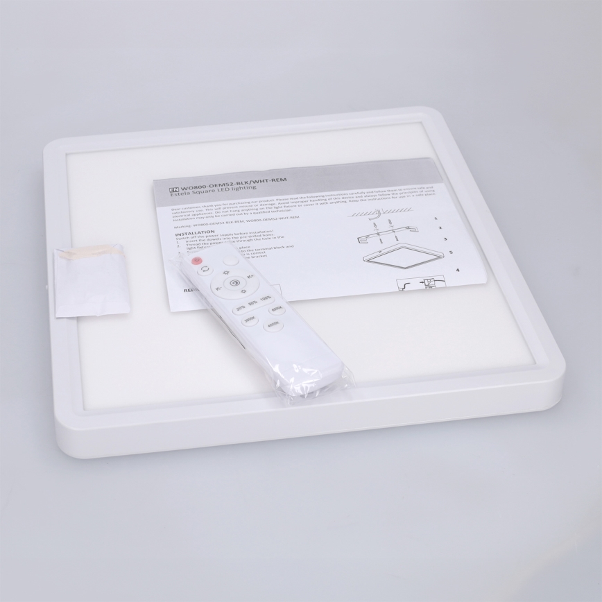Brilagi - Plafon LED dimerizável ESTELA SQUARE LED/36W/230V 3000-6500K 31x31 cm branco + controlo remoto