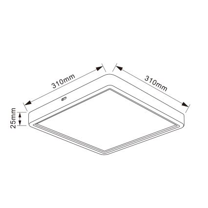 Brilagi - Plafon LED dimerizável ESTELA SQUARE LED/36W/230V 3000-6500K 31x31 cm branco + controlo remoto