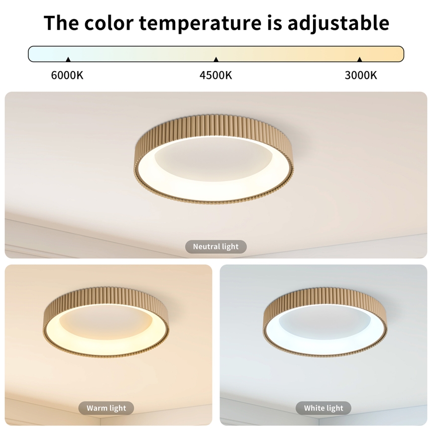 Brilagi - Luminária de teto LED regulável FALCON MODERN LED/30W/230V 3000-6500K Ø 40 cm bege + controle remoto