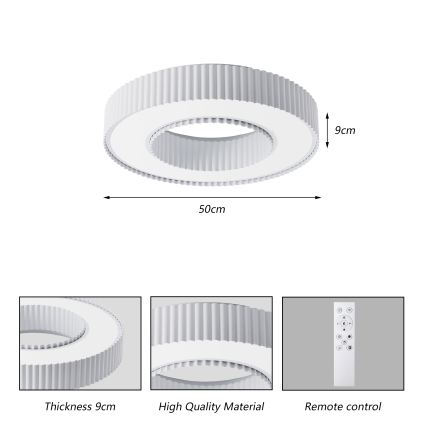 Brilagi - Candeeiro de teto LED dimerizável LUMIX LED/48W/230V 3000-6000K branco Ø 50 cm + controlo remoto