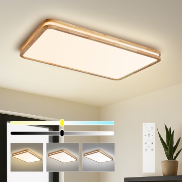 Brilagi - Candeeiro de tecto LED dimerizável MOLINA SQUARE LED/128W/230V 3000-6000K carvalho 90x60 cm + controlo remoto