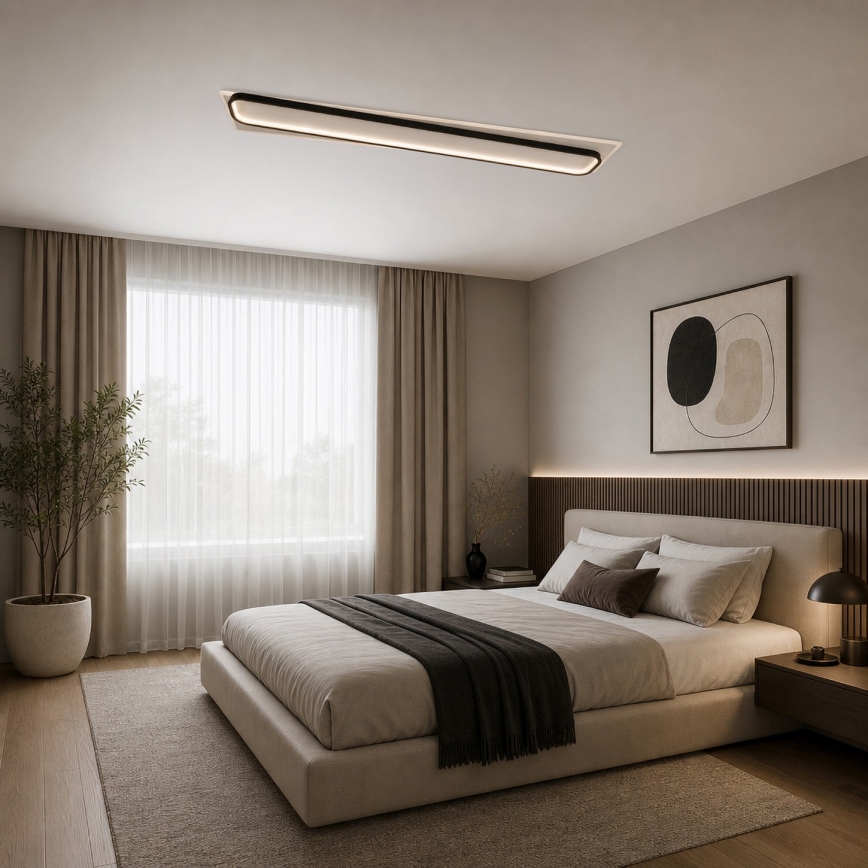Brilagi - Luminária de teto LED dimerizável OUTLINE LED/90W/230V 3000-6000K 18x100 cm branca/preta + controlo remoto