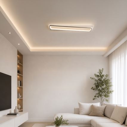 Brilagi - Luminária de teto LED dimerizável OUTLINE LED/90W/230V 3000-6000K 18x100 cm branca/preta + controlo remoto