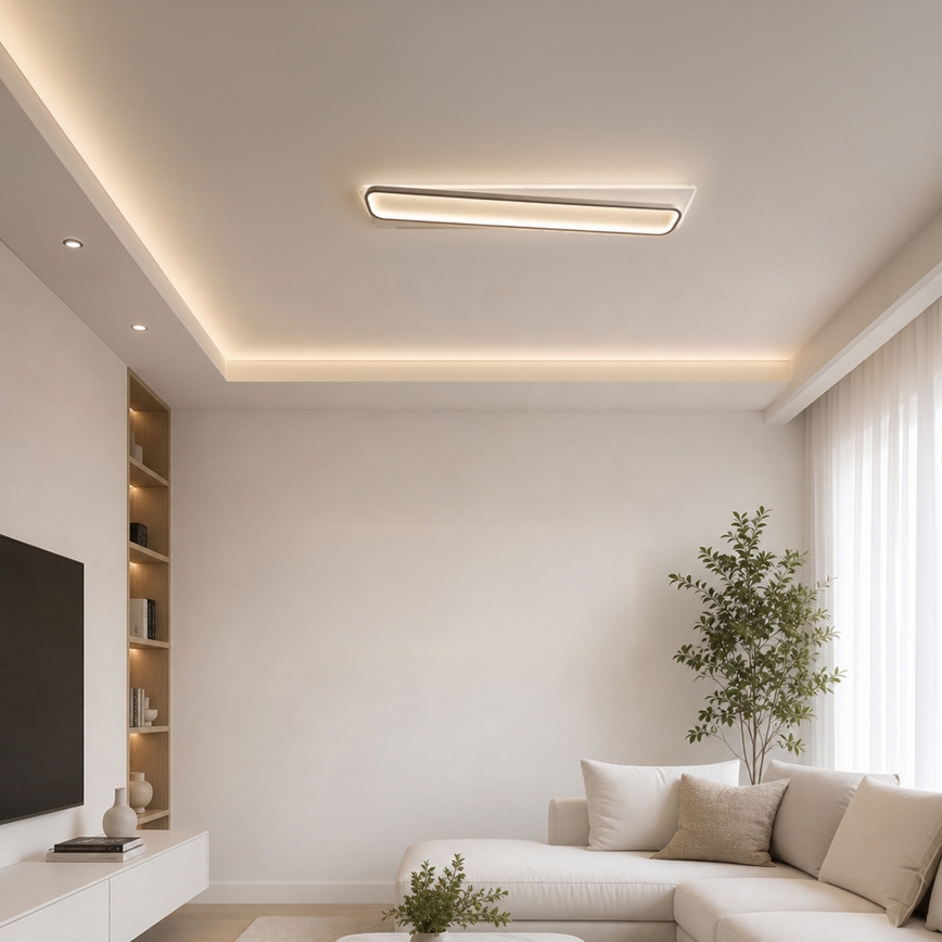 Brilagi - Luminária de teto LED dimerizável OUTLINE LED/90W/230V 3000-6000K 18x100 cm branca/preta + controlo remoto