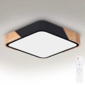 Brilagi - Candeeiro de tecto LED dimerizável PILANA LED/48W/230V 3000-6500K carvalho/preto 42x42 cm + controlo remoto
