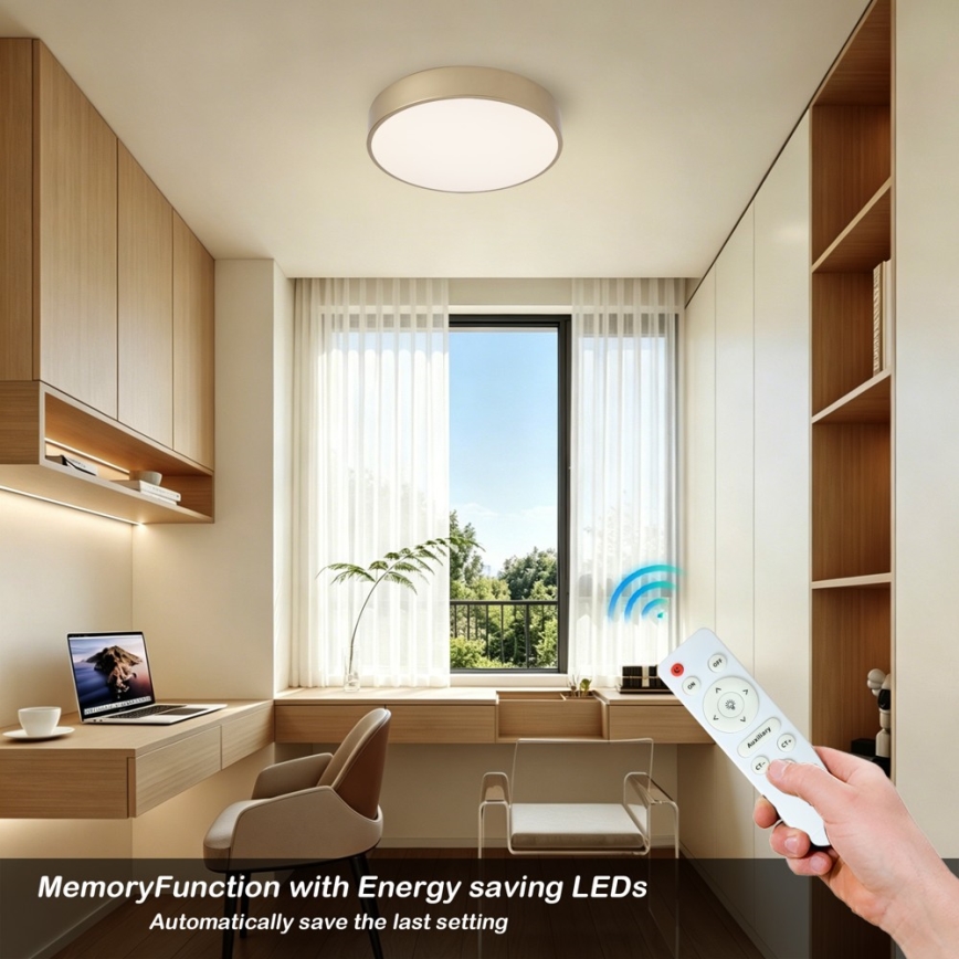 BRILAGI - Candeeiro de tecto LED regulável POOL LED/36W/230V 3000-6000K Ø 30 cm dourado + comando à distância