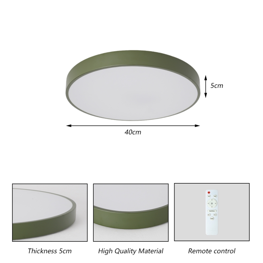 Brilagi - Candeeiro de tecto LED dimerizável POOL LED/48W/230V 3000-6000K diâmetro 40 cm verde + comando remoto