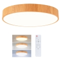 Brilagi - Candeeiro de tecto LED dimerizável POOL LED/50W/230V 3000-6000K Ø 40 cm acabamento com efeito madeira + controlo remoto