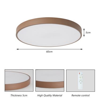 Brilagi - Candeeiro de tecto LED dimerizável POOL LED/60W/230V 3000-6000K diâmetro 60 cm castanho + controlo remoto