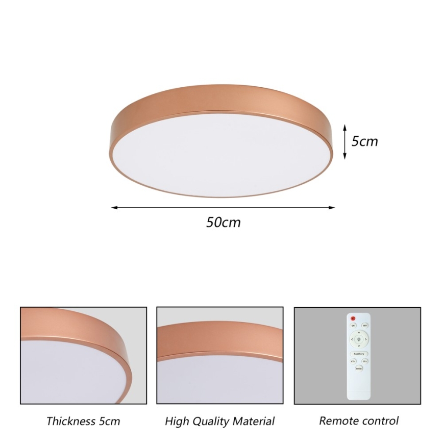 BRILAGI - Luminária de tecto LED dimerizável POOL LED/60W/230V 3000-6000K diâmetro 50 cm cobre + controlo remoto