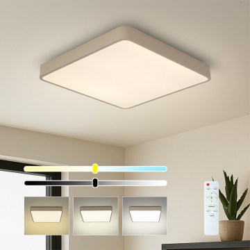Brilagi - Candeeiro de tecto LED dimerizável POOL SQUARE LED/36W/230V 3000-6000K 40x40 cm bege + comando remoto