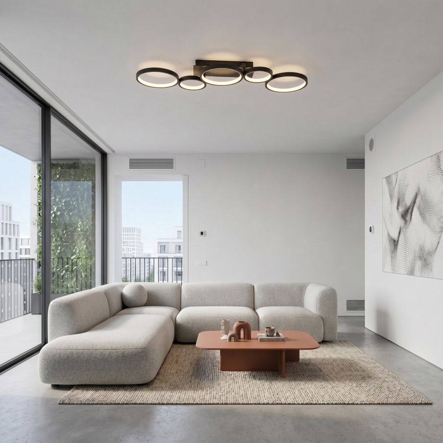 Brilagi - Luminária de teto LED dimerizável RINGO LED/34W/230V 3000-6000K 28x84 cm preta + comando remoto