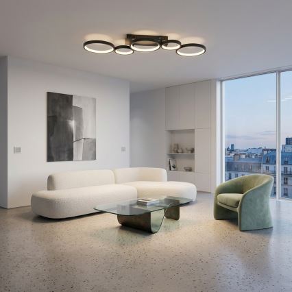 Brilagi - Luminária de teto LED dimerizável RINGO LED/34W/230V 3000-6000K 28x84 cm preta + comando remoto