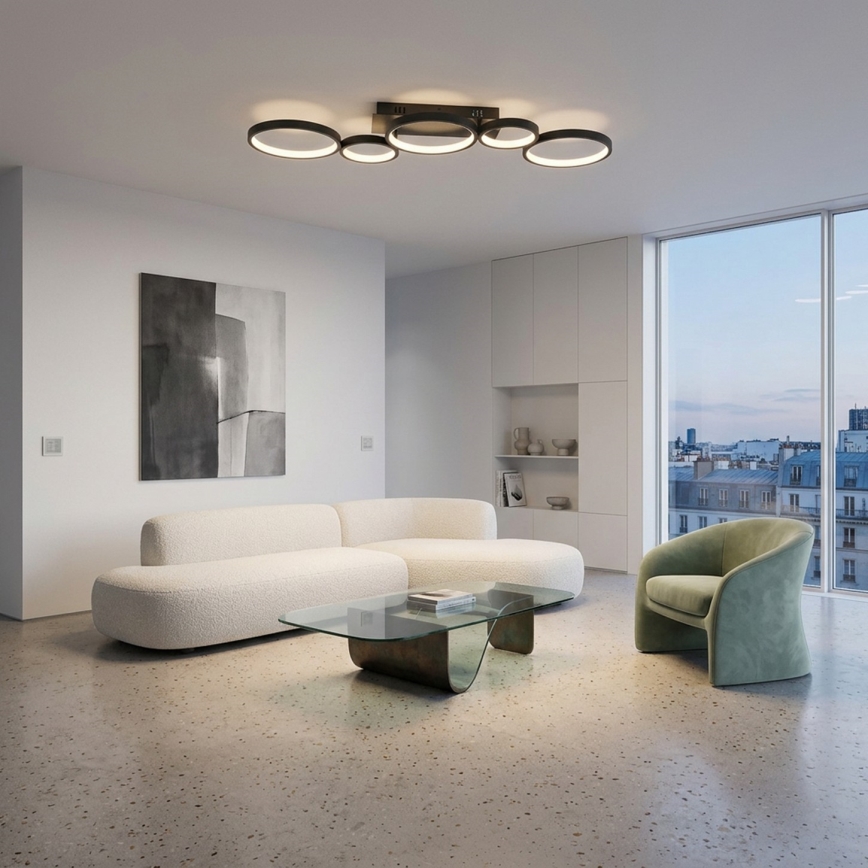 Brilagi - Luminária de teto LED dimerizável RINGO LED/34W/230V 3000-6000K 28x84 cm preta + comando remoto