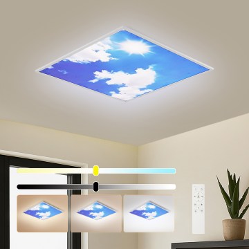 Brilagi - Candeeiro de tecto LED dimerizável SLIMFRAME SKY LED/58W/230V 60x60 cm 3000-6000K prateado/azul + controlo remoto