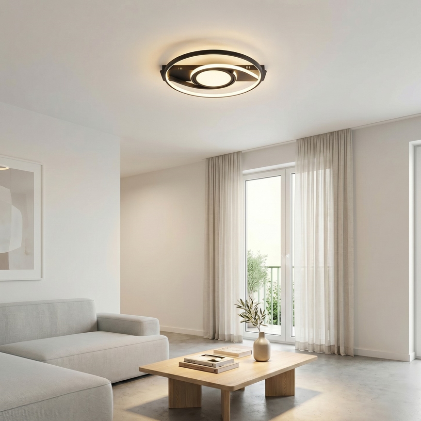 Brilagi - Candeeiro de tecto LED dimerizável TWIRL LED/38W/230V 3000-6000K preto + comando à distância