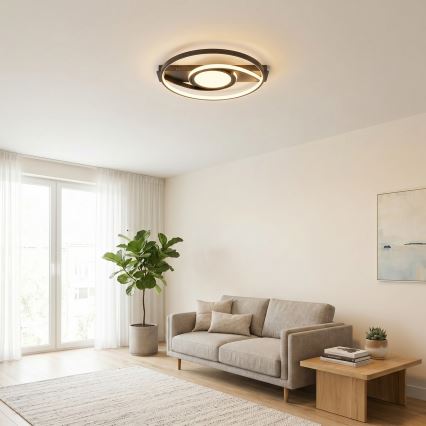 Brilagi - Candeeiro de tecto LED dimerizável TWIRL LED/38W/230V 3000-6000K preto + comando à distância