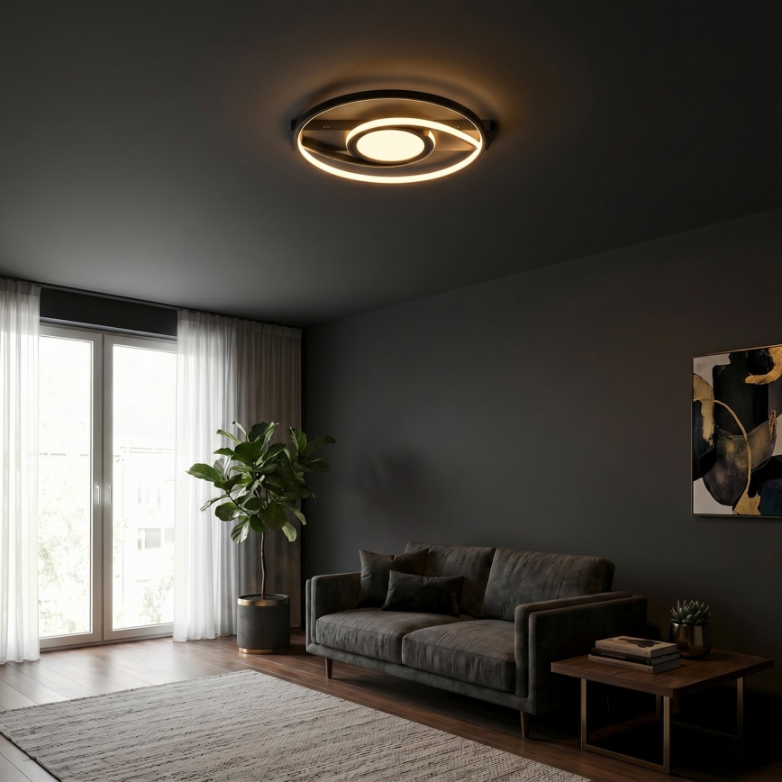 Brilagi - Candeeiro de tecto LED dimerizável TWIRL LED/38W/230V 3000-6000K preto + comando à distância