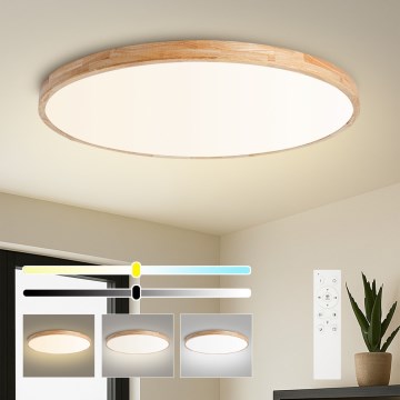 Brilagi - Candeeiro de tecto LED dimerizável WOODLINE LED/128W/230V 3000-6000K carvalho Ø 100 cm + comando remoto