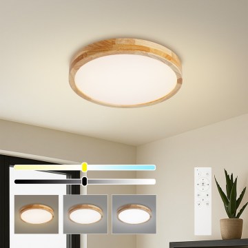Brilagi - Candeeiro de tecto LED dimerizável WOODLINE LED/48W/230V 3000-6000K carvalho diâmetro 40 cm + comando remoto