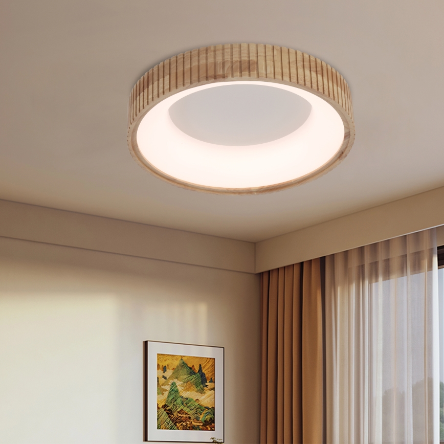 Brilagi - Luminária de teto LED FALCON WOOD MODERN LED/30W/230V 3000/4000/6000K Ø 45 cm madeira