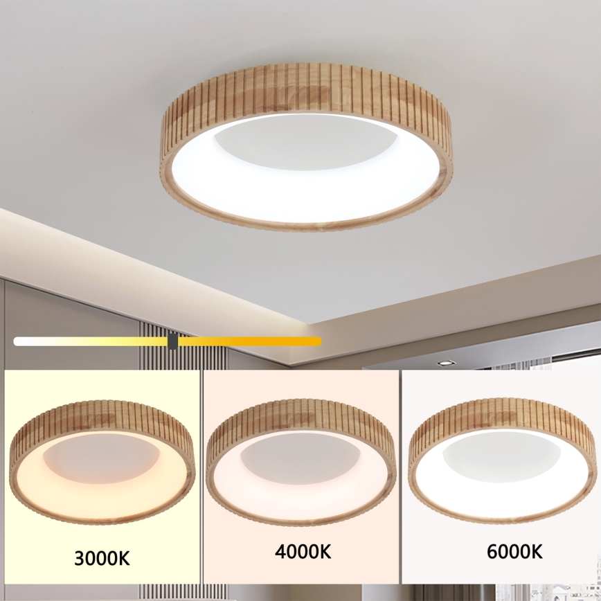 Brilagi - Luminária de teto LED FALCON WOOD MODERN LED/30W/230V 3000/4000/6000K Ø 45 cm madeira