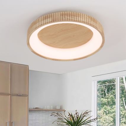 Brilagi - Candeeiro de tecto LED FALCON WOOD MODERN LED/40W/230V 3000/4000/6000K Ø 60 cm madeira