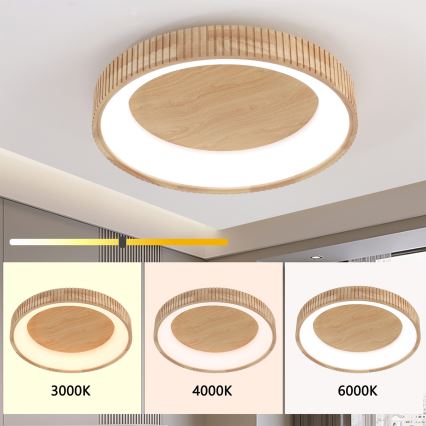 Brilagi - Candeeiro de tecto LED FALCON WOOD MODERN LED/40W/230V 3000/4000/6000K Ø 60 cm madeira
