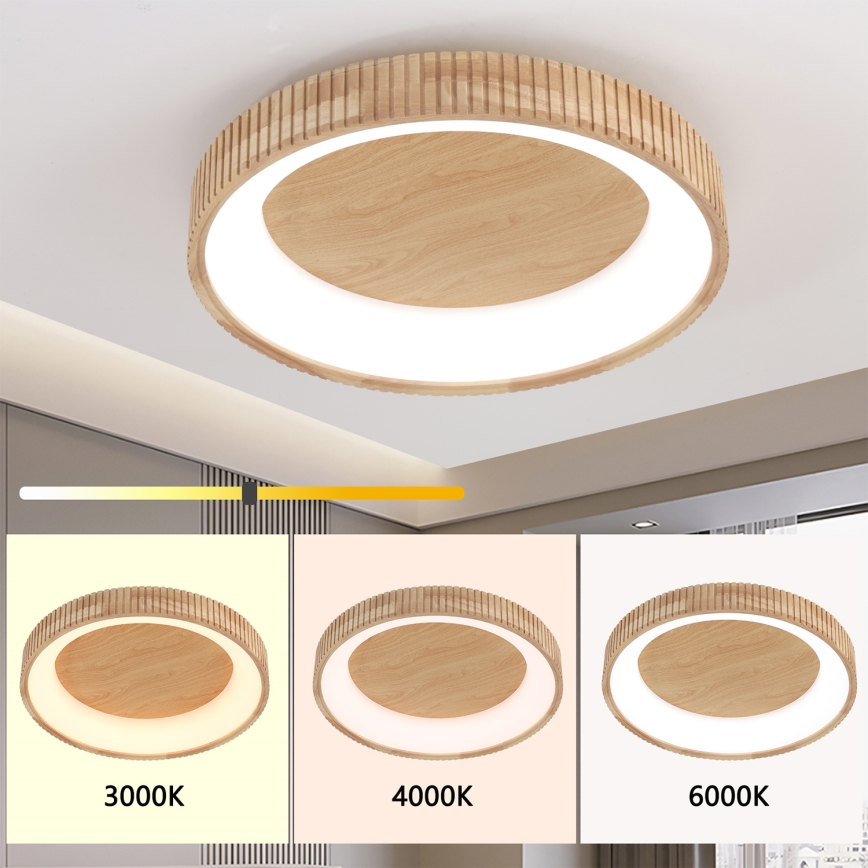 Brilagi - Candeeiro de tecto LED FALCON WOOD MODERN LED/40W/230V 3000/4000/6000K Ø 60 cm madeira