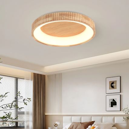 Brilagi - Candeeiro de tecto LED FALCON WOOD MODERN LED/40W/230V 3000/4000/6000K Ø 60 cm madeira