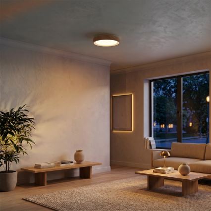 Brilagi - Candeeiro de tecto LED FLOCO LED/24W/230V, diâmetro 30 cm, acabamento em madeira/branco
