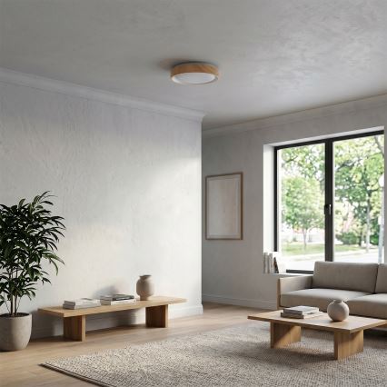Brilagi - Candeeiro de tecto LED FLOCO LED/24W/230V, diâmetro 30 cm, acabamento em madeira/branco