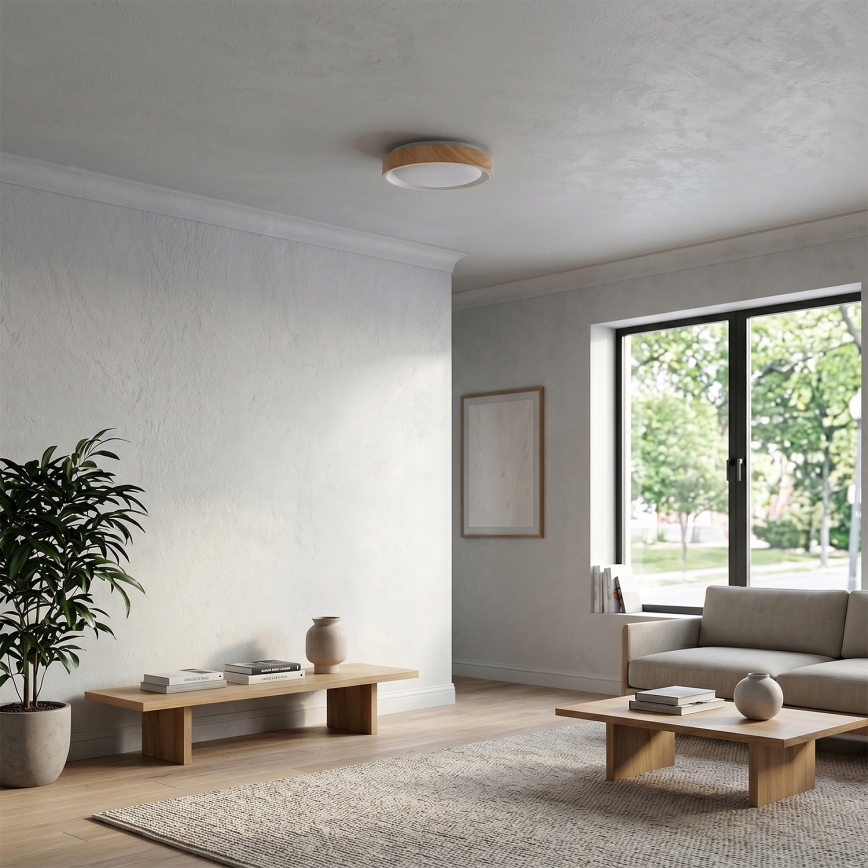 Brilagi - Candeeiro de tecto LED FLOCO LED/24W/230V, diâmetro 30 cm, acabamento em madeira/branco