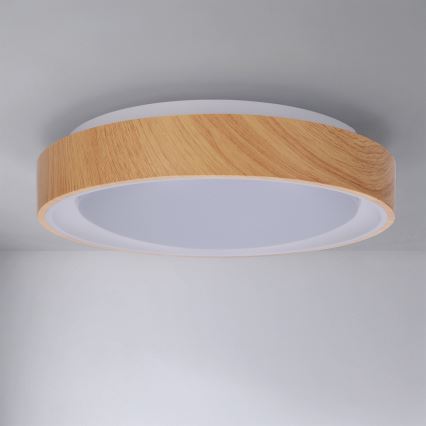Brilagi - Candeeiro de tecto LED FLOCO LED/24W/230V, diâmetro 30 cm, acabamento em madeira/branco