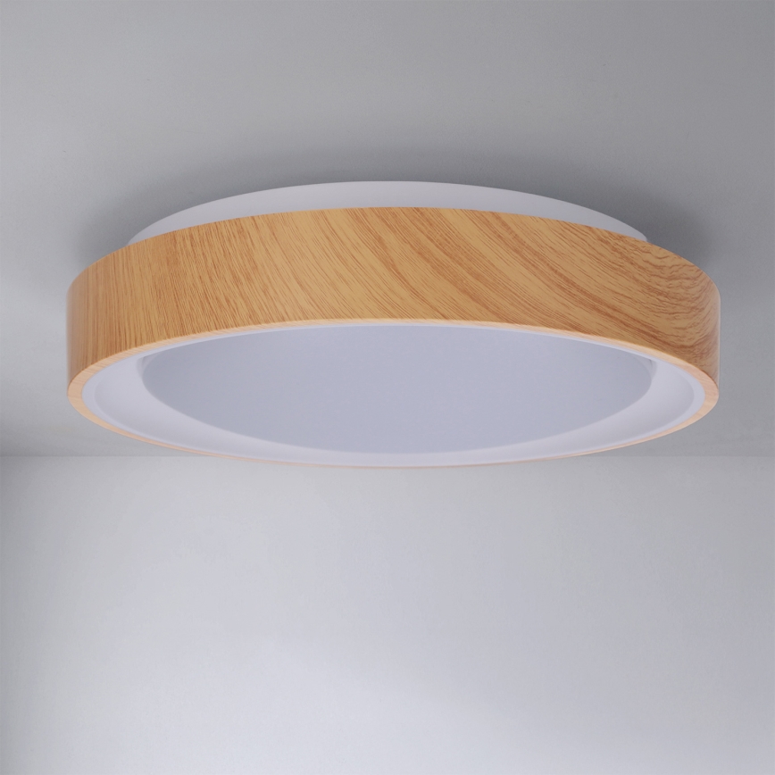 Brilagi - Candeeiro de tecto LED FLOCO LED/24W/230V, diâmetro 30 cm, acabamento em madeira/branco