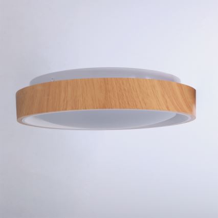 Brilagi - Candeeiro de tecto LED FLOCO LED/24W/230V, diâmetro 30 cm, acabamento em madeira/branco