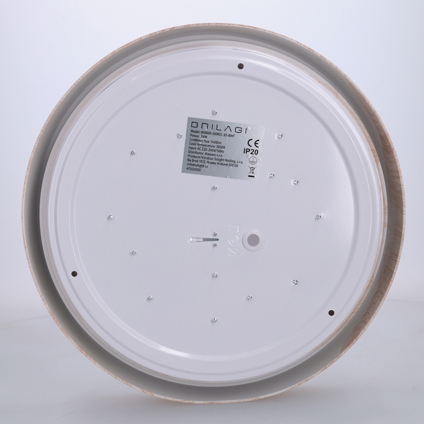 Brilagi - Candeeiro de tecto LED FLOCO LED/24W/230V, diâmetro 30 cm, acabamento em madeira/branco