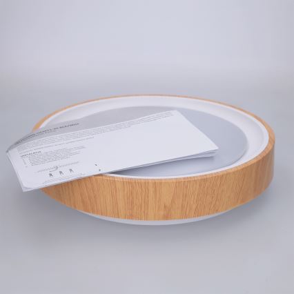 Brilagi - Candeeiro de tecto LED FLOCO LED/24W/230V, diâmetro 30 cm, acabamento em madeira/branco